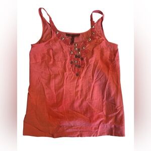 BCBGMaxAzria Geranium Pink Embellished Sleeveless Tank Top